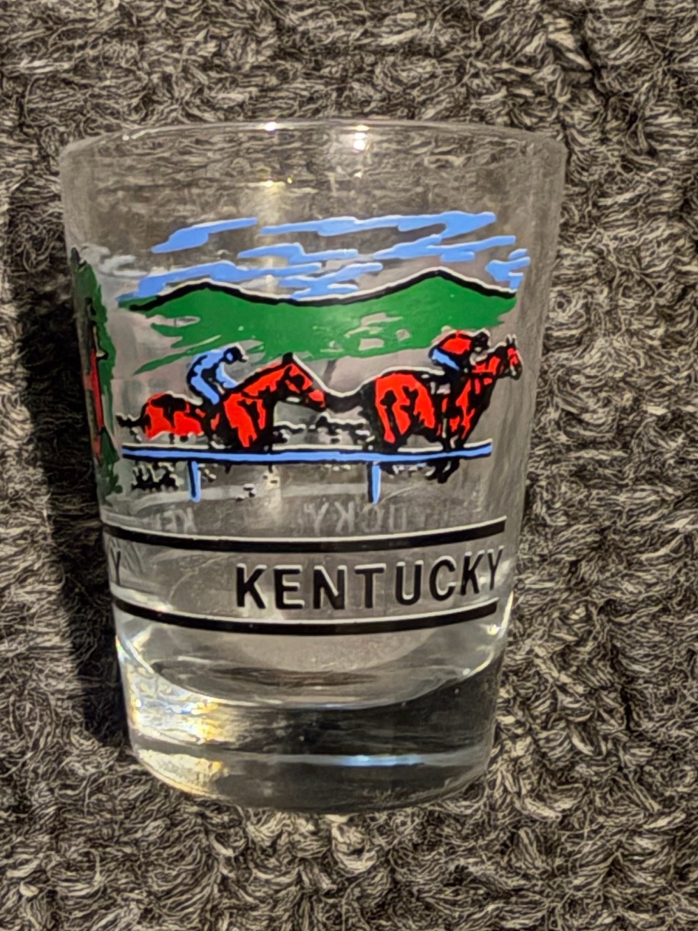 Kentucky horse racing shot glass